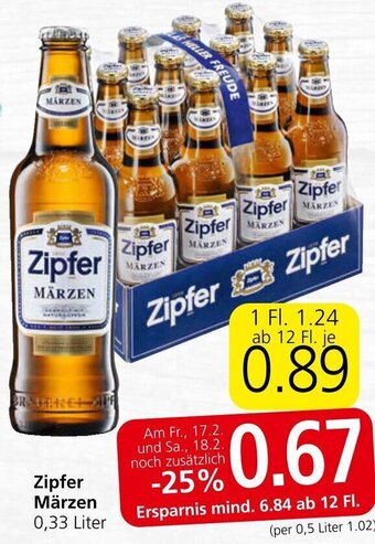 Spar Zipfer Märzen 0,33 Liter Angebot