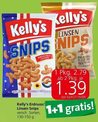 Spar Kelly's Erdnuss/Linsen Snips 130-150g Angebot