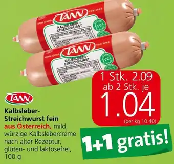 Spar Tann Kalbsleber-Streichwurst fein 100 g Angebot