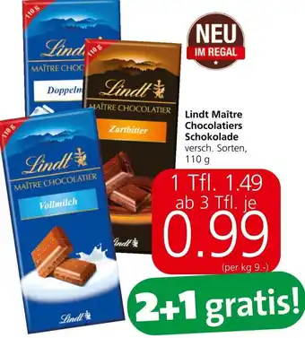 Spar Lindt Maitre Chocolatiers Schokolade 110 g Angebot