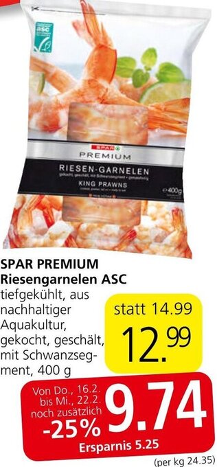 Spar Spar Premium Riesengarnelen ASC 400 g Angebot