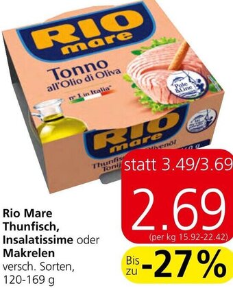 Spar Rio Mare Thunfisch, Insalatissime oder Makrelen 120-169 g Angebot