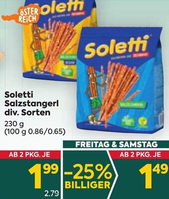 Billa Soletti Salzstangerl div. Sorten 230 g Angebot