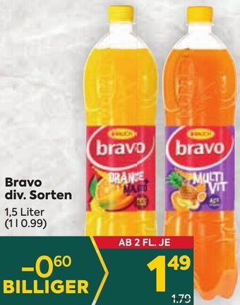 Billa Bravo div. Sorten 1,5 Liter Angebot