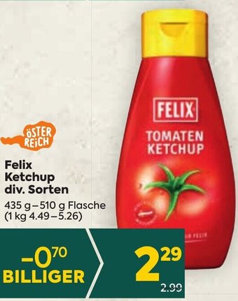 Billa Felix Ketchup div. Sorten 435g-510 g Angebot