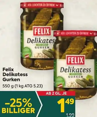 Billa Felix Delikatess Gurken 550g Angebot