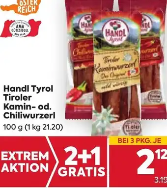 Billa Handl Tyrol Tiroler Kamin-od. Chiliwurzerl 100 g Angebot