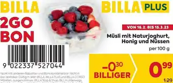 Billa Billa Müsli mit Naturjoghurt, Honig und Nüssen 100g Angebot