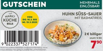 Billa Gutschein Huhn Süss-Sauer mit Basmatireis Angebot