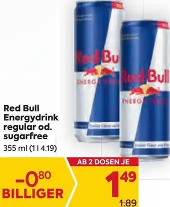 Billa Red Bull Energydrink Regular od. Sugarfree 355 ml Angebot