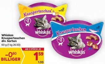 Billa Whiskas Knuspertaschen div. Sorten 60 g Angebot