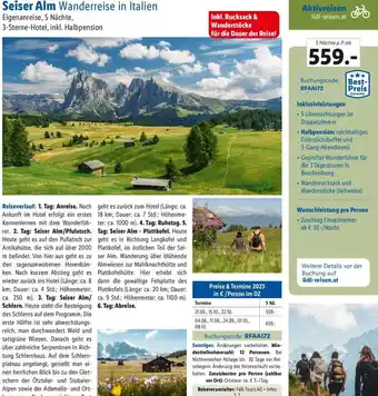 Lidl Seiser Alm Wanderreise in Italien Angebot