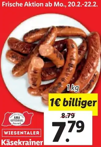 Lidl Wiesentaler Käsekrainer 1 kg Angebot