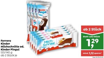 ADEG Ferrero Kinder Milchschnitte od. Kinder Pingui 120/140 g Angebot