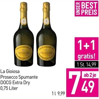 Sutterlüty La Gioiosa Prosecco Spumante DOCG Extra Dry 0,75 Liter Angebot