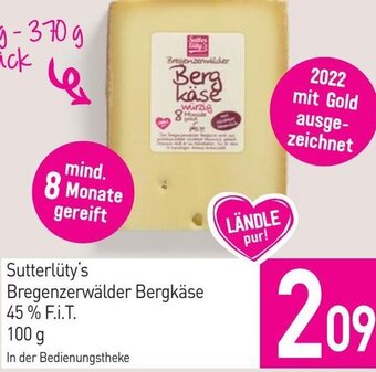 Sutterlüty Sutterlüty's Bregenzerwälder Bergkäse 45 % F.i.T. 100 g Angebot
