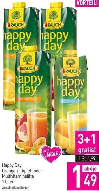 Sutterlüty Happy Day Orangen-, Apfel-oder Multivitaminsäfte 1 Liter Angebot