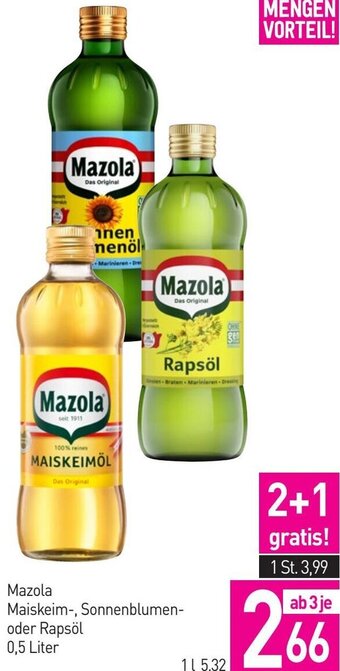 Sutterlüty Mazola Maiskeim-, Sonnenblumen- oder Rapsöl 0,5 Liter Angebot