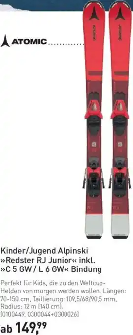 Intersport Atomic Kinder/Jugend Alpinski Redster RJ Junior Angebot