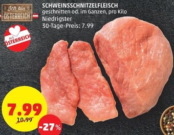 PENNY Schweinsschnitzelfleisch pro kilo Angebot