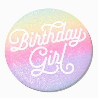 Claire's Birthday girl rainbow glitter button Angebot