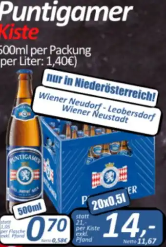Wurstico Puntigamer Kiste 500 ml 20x0,5l Angebot