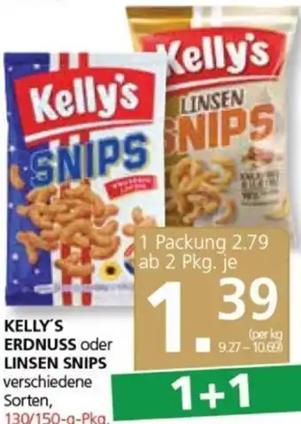Spar Kelly's Erdnuss oder Linsen Snips 130/150 g Angebot