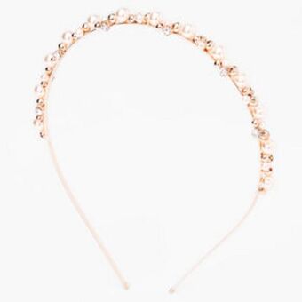 Claire's Rose gold rhinestone pearl cluster headband Angebot