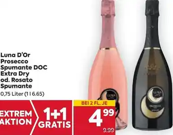 Billa Luna D'Or Prosecco Spumante DOC Extra Dry od. Rosato Spumante 0,75 Liter Angebot