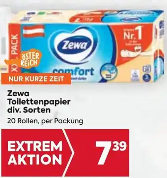 Billa Zewa Toilettenpapier div. Sorten 20 Rollen Angebot