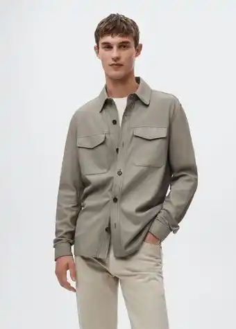 Mango Leder-overshirt mit taschen Angebot