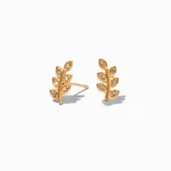 Claire's Titanium gold crystal leaf stud earrings Angebot