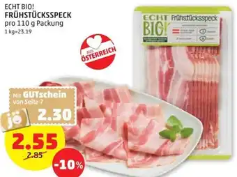PENNY Echt Bio! Frühstücksspeck 110 g Angebot
