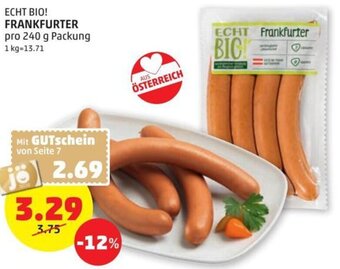 PENNY Echt Bio Frankfurter 240 g Angebot