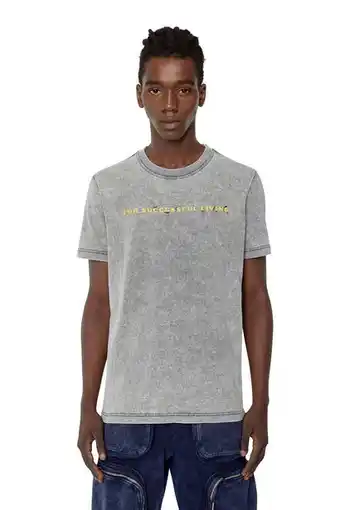 Diesel T-shirt in acid-waschung mit logo in distressed-optik Angebot