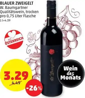 PENNY Blauer Zweigelt 0,75 Liter Angebot