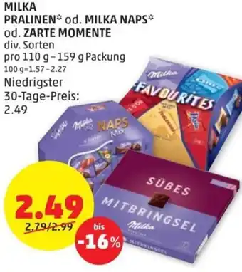 PENNY Milka Pralinen od. Milka Naps od. Zarte Momente 110 g- 159 g Angebot