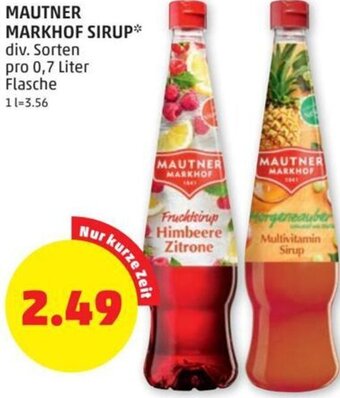 PENNY Mautner Markhof Sirup 0,7 Liter Angebot