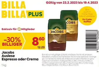 Billa Jacobs Auslese Espresso oder Crema 1 kg Angebot