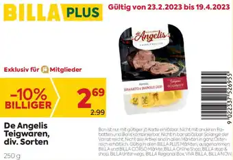 Billa De Angelis Teigwaren, div. Sorten 250 g Angebot