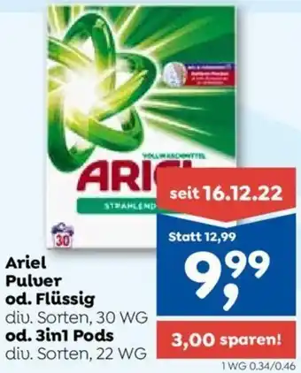 ADEG Ariel Pulver od. Flüssig 30 WG od. 3-in-1 Pods 22 WG Angebot