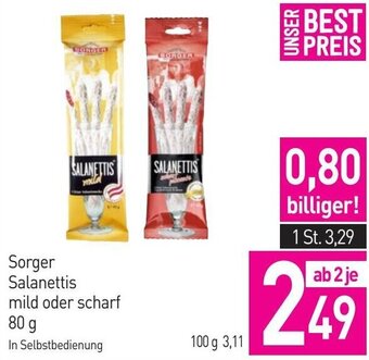 Sutterlüty Sorger Salanettis mild oder Scharf 80g Angebot