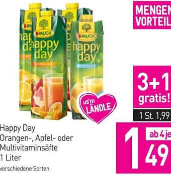 Sutterlüty Happy Day Orangen-, Apfel-oder Multivitaminsäfte 1 Liter Angebot