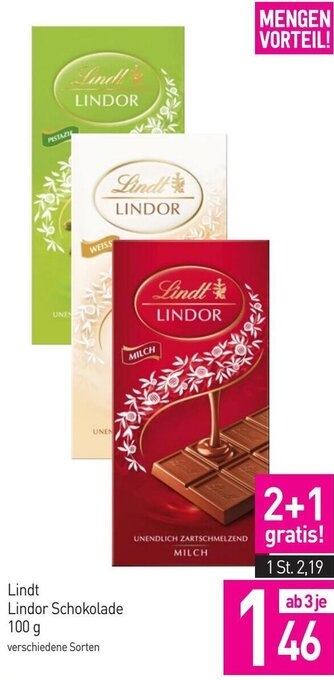 Sutterlüty Lindt Lindor Schokolade 100 g Angebot