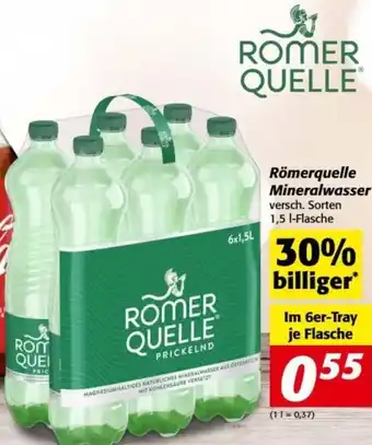 Nah&Frisch Römerquelle Mineralwasser 1,5 L-Flasche Angebot