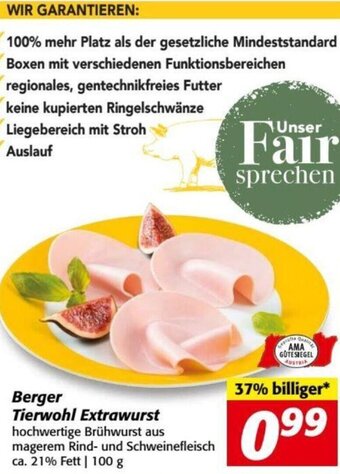 Nah&Frisch Berger Tierwohl Extrawurst 100 g Angebot