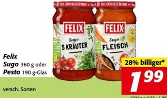Nah&Frisch Felix Sugo 360 g oder Pesto 190 g-Glas Angebot