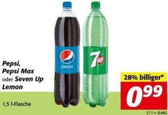 Nah&Frisch Pepsi, Pepsi Max oder Seven Up Lemon 1,5 l-Flasche Angebot
