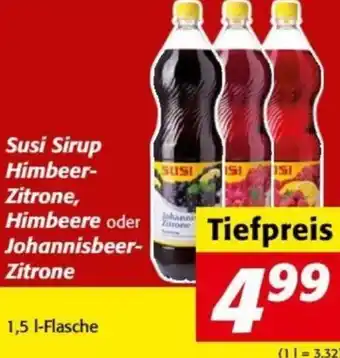 Nah&Frisch Susi Sirup Himbeer-Zitrone, Himbeere oder Johannisbeer-Zitrone 1,5 l-Flasche Angebot