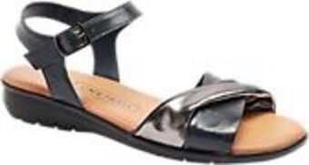 Deichmann Leder sandalen in dunkelblau mit metallic-detail Angebot